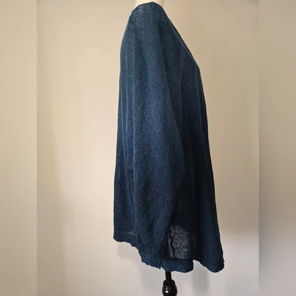 LAFAYETTE 148 Alpaca/ Wool Lightweight Open Front Teal Cardigan. Size 1X - Picture 5 of 11